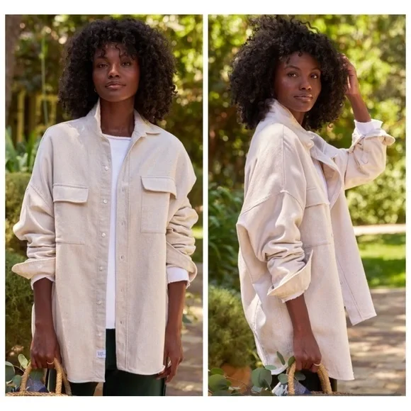 NWT Frank & Eileen Oversized McLoghlin Shirt Jacket Shacket in Natural size S - Picture 16 of 16